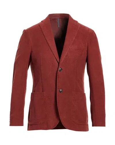 Montedoro Man Blazer Rust Size 36 Cotton In Red