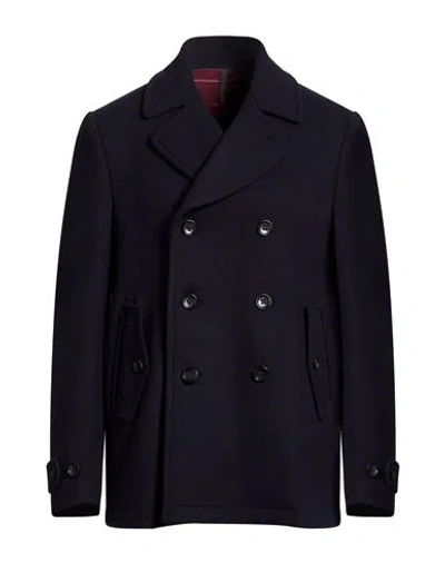 Montedoro Man Coat Midnight Blue Size 46 Virgin Wool, Polyamide In Black