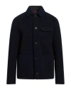 Montedoro Man Coat Navy Size 42 Polyester, Virgin Wool, Elastane In Blue