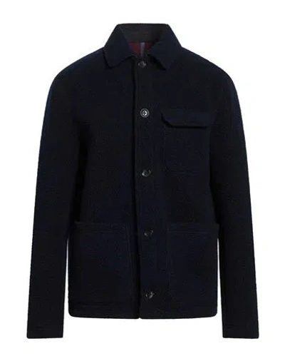 Montedoro Man Coat Navy Size 42 Polyester, Virgin Wool, Elastane In Blue