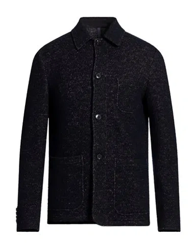Montedoro Man Jacket Blue Size 46 Virgin Wool, Cotton, Polyester In Black