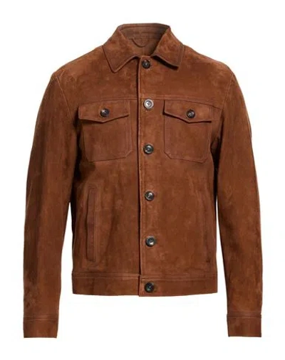 Montedoro Man Jacket Camel Size 38 Sheepskin In Brown