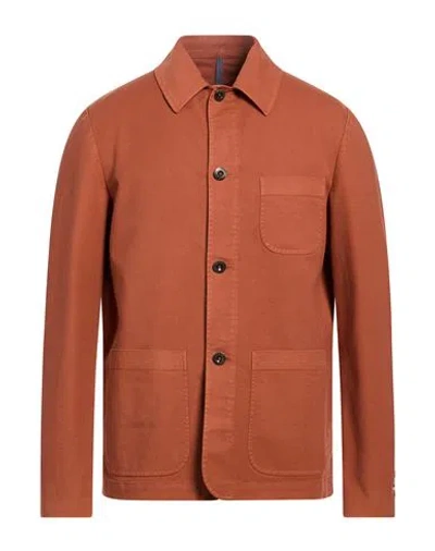 Montedoro Man Jacket Rust Size 42 Cotton, Elastane In Brown