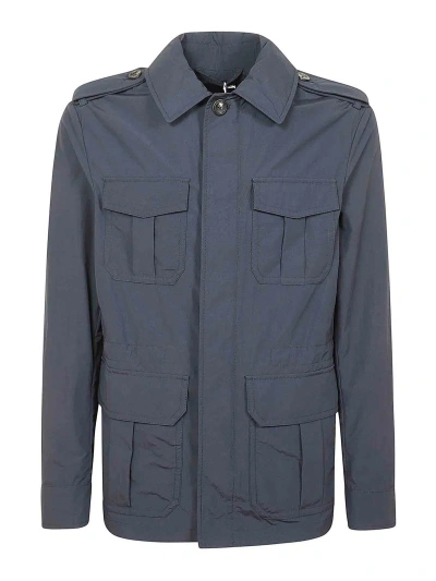 Montedoro Mixed Safari Jacket In Dark Blue