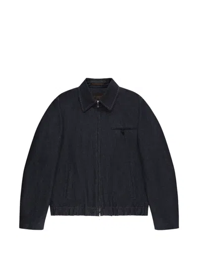 Montedoro Primo Denim Bomber Jacket In Blue
