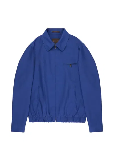 Montedoro Primo Zip-up Wool Bomber Jacket In Blue