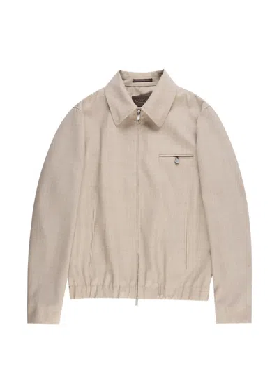 Montedoro Primo Zip-up Wool Bomber Jacket In Neutral