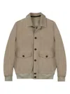 Montedoro Buttoned Suede Leather Jacket In Nude