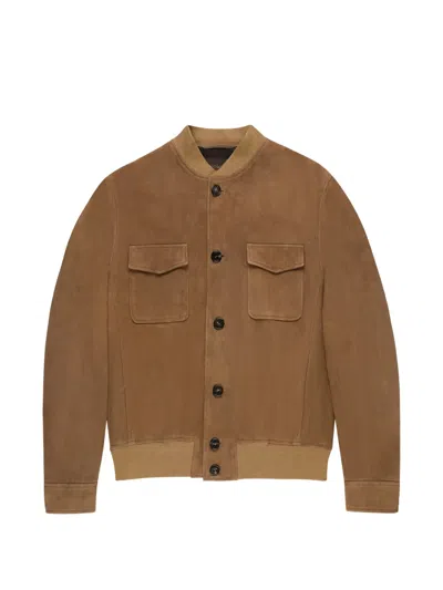 Montedoro Suede Flap-pocket Bomber Jacket In Brown