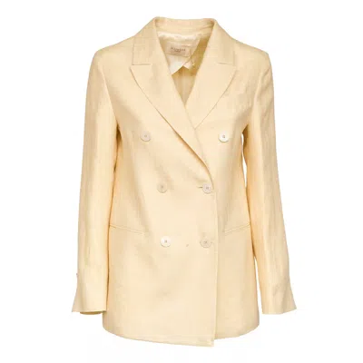 Montedoro Terrie Double Breasted Back Vent Blazer In Neutral