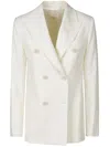 Montedoro White Double-breasted Structured Tailored Wool Blazer In White