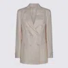 Montedoro White Linen Casual Jacket In Neutral
