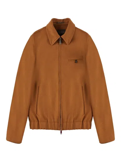 Montedoro Zip-up Bomber Jacket In Brown