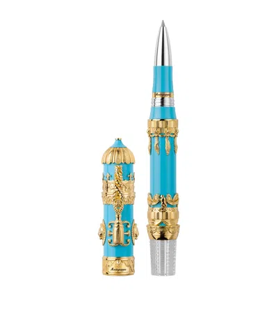 MONTEGRAPPA RESIN AND YELLOW GOLD MONTGOLFIER ROLLERBALL PEN