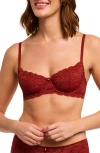 Montelle Intimates Flirt Lace Underwire Demi Bra In Burgundy