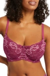 Montelle Intimates Flirt Lace Underwire Demi Bra In Cranberry/rose