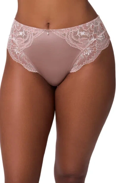 Montelle Intimates Floral Lace & Microfiber Briefs In Pink