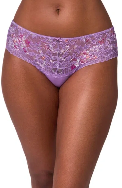 Montelle Intimates Floral Lace & Microfiber Hipster Panties In Purple