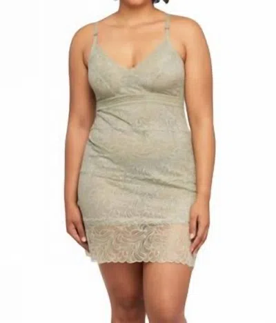 Montelle Intimates Fog Bust Support Lace Slip Set - Plus In Sage In Gray