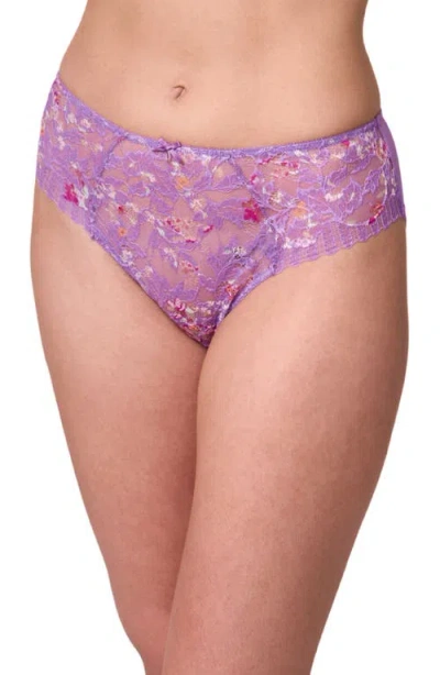 Montelle Intimates Lace & Microfiber Briefs In Purple