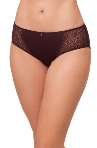Montelle Intimates Lace & Microfiber Hipster Panties In Brown