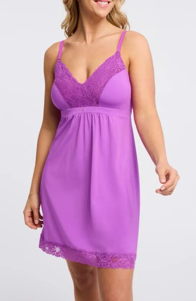 Montelle Intimates Lace Trim Full Bust Support Chemise In Dahlia