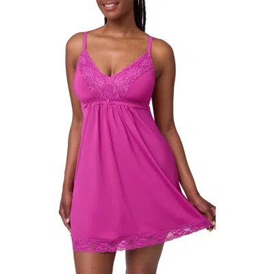 Montelle Intimates Lace Trim Full Bust Support Chemise In Pink