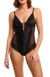 Montelle Intimates Lacy Teddy In Black
