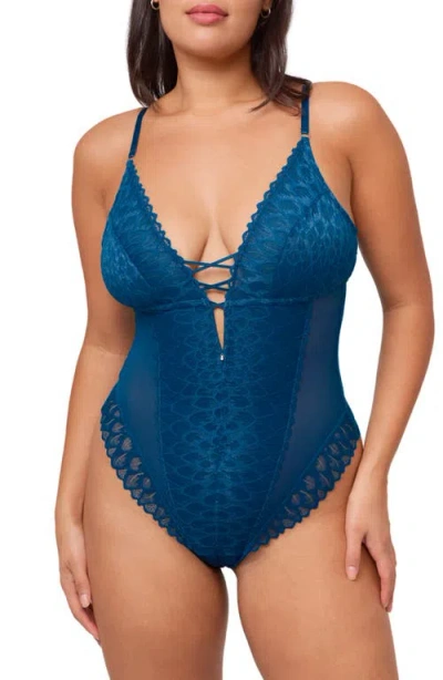 Montelle Intimates Lacy Teddy In Blue