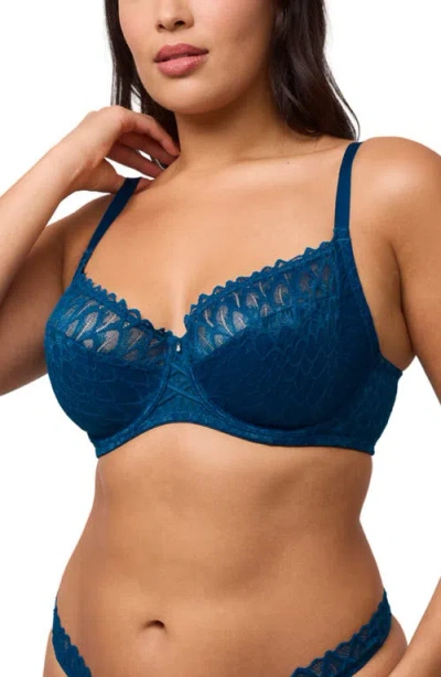 Montelle Intimates Muse Underwire Full Cup Lace Bra In Blue