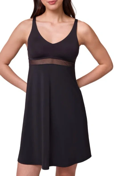 Montelle Intimates Mysa Sheer Mesh Inset Chemise In Black