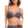 Montelle Intimates Nights Out Prodigy Metallic Underwire Push-up Bra In Blue