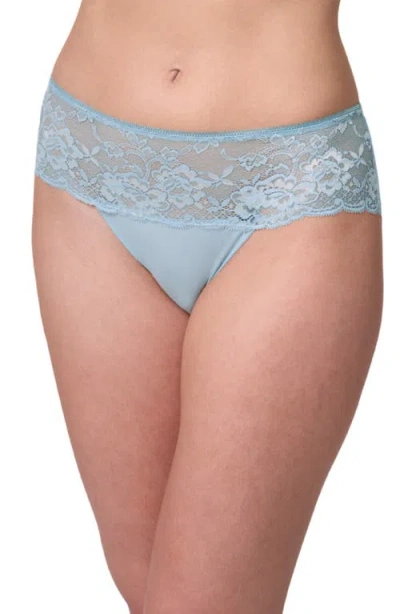 Montelle Intimates Nudies Floral Lace Trim Hipster Panties In Blue