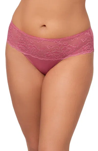 Montelle Intimates Nudies Floral Lace Trim Hipster Panties In Pink