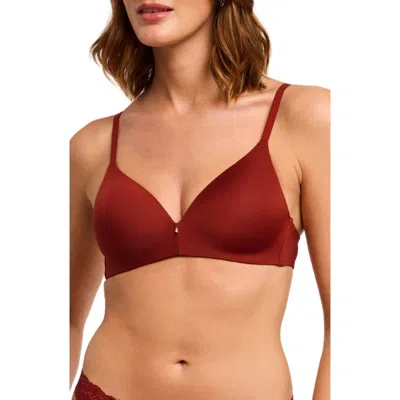Montelle Intimates Wireless Convertible T-shirt Bra In Red