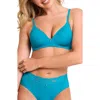 Montelle Intimates Wireless Convertible T-shirt Bra In Turquoise