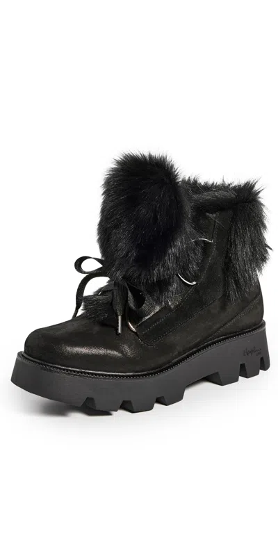 Montelliana Aurora Goat Fur Boots In Black