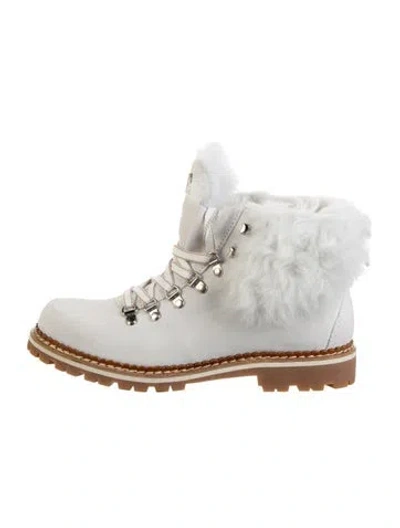 Pre-owned Montelliana Clara Hiker Boot Suede Combat Boots In White