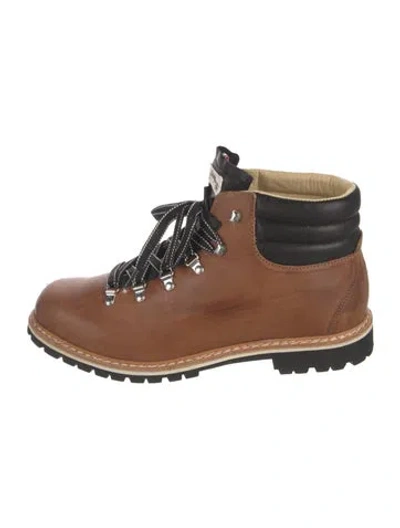 Pre-owned Montelliana Leather Colorblock Pattern Lace-up Boots In Brown