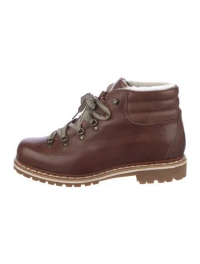 Pre-owned Montelliana Leather Lace-up Boots In Burgundy