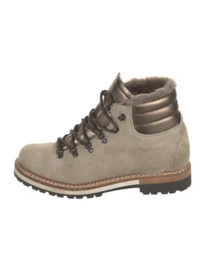 Pre-owned Montelliana Ponyhair Combat Boots In Neutral