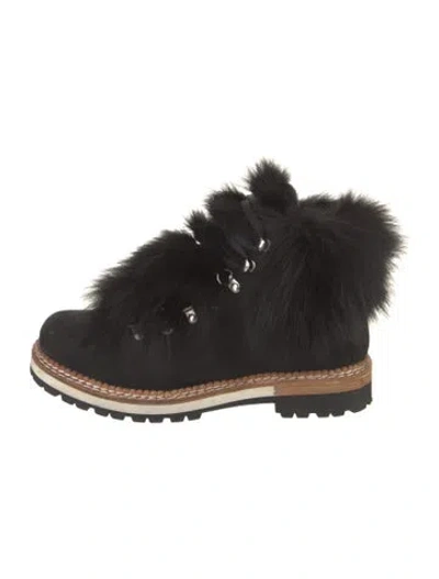 Pre-owned Montelliana Suede Combat Boots In Black