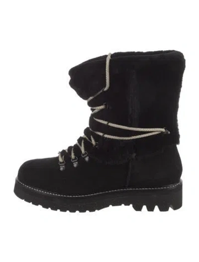 Pre-owned Montelliana Suede Combat Boots In Black