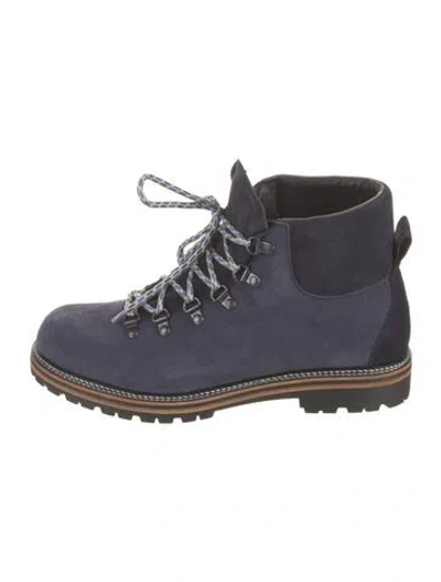 Pre-owned Montelliana Suede Combat Boots In Blue