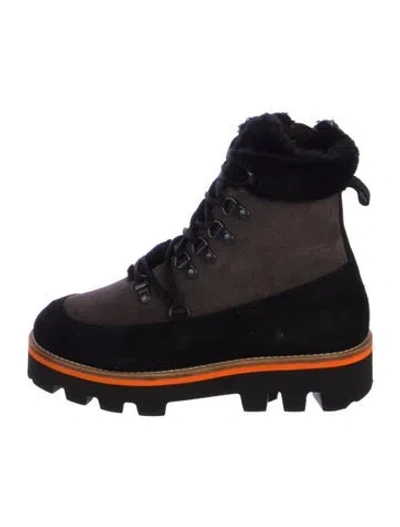 Pre-owned Montelliana Suede Combat Boots In Brown