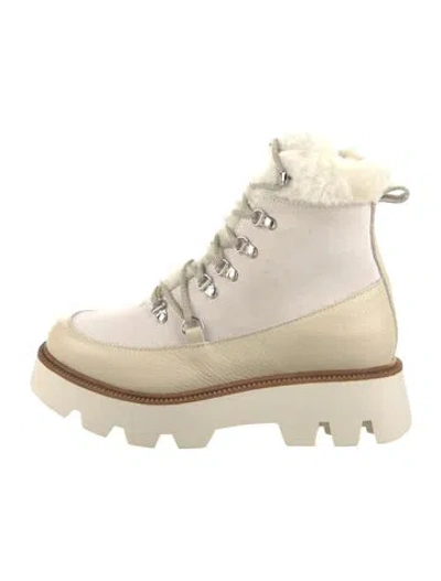 Pre-owned Montelliana Suede Combat Boots In Neutral