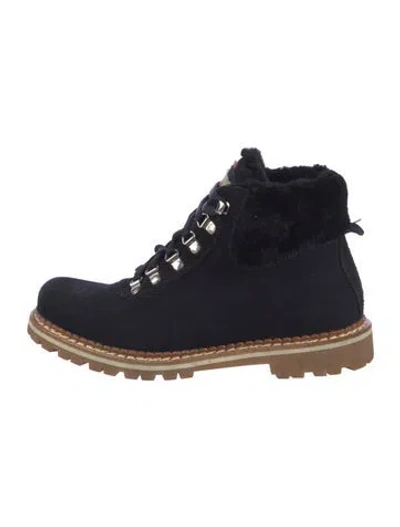 Pre-owned Montelliana Suede Fur Trim Lace-up Boots In Multi