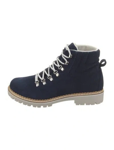 Pre-owned Montelliana Suede Glitter Accents Lace-up Boots In Blue