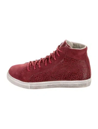 Pre-owned Montelliana Suede Glitter Accents Sneakers In Burgundy