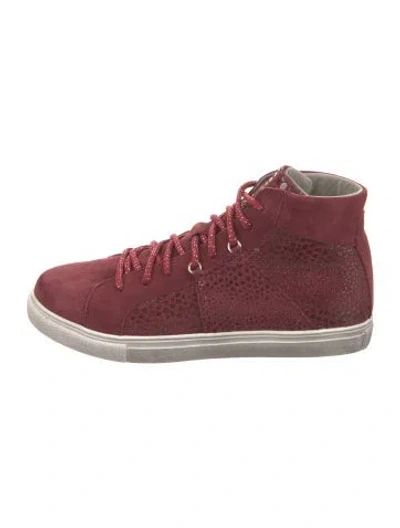 Pre-owned Montelliana Suede Glitter Accents Sneakers In Red